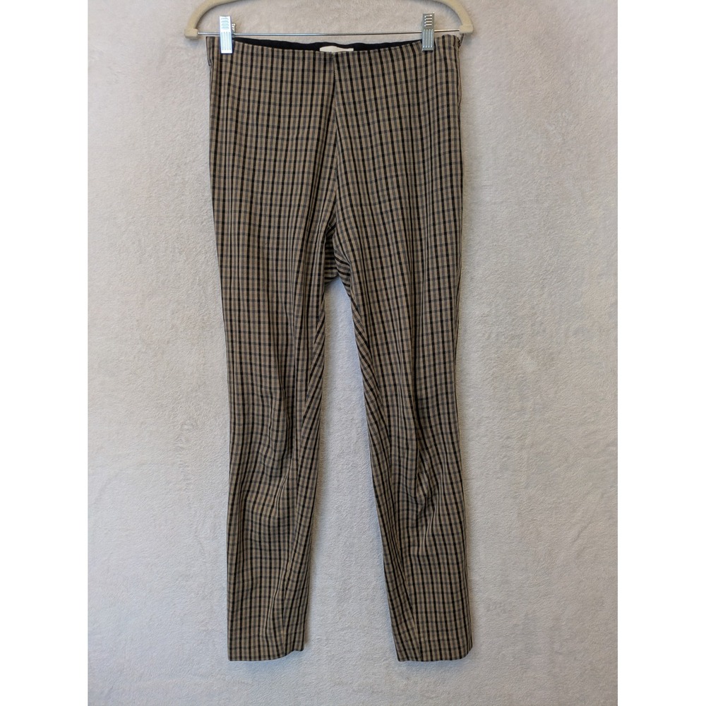 Free Assembly Plaid‎ Skinny Pants Women's 4 Tan Black High Rise Side Zip